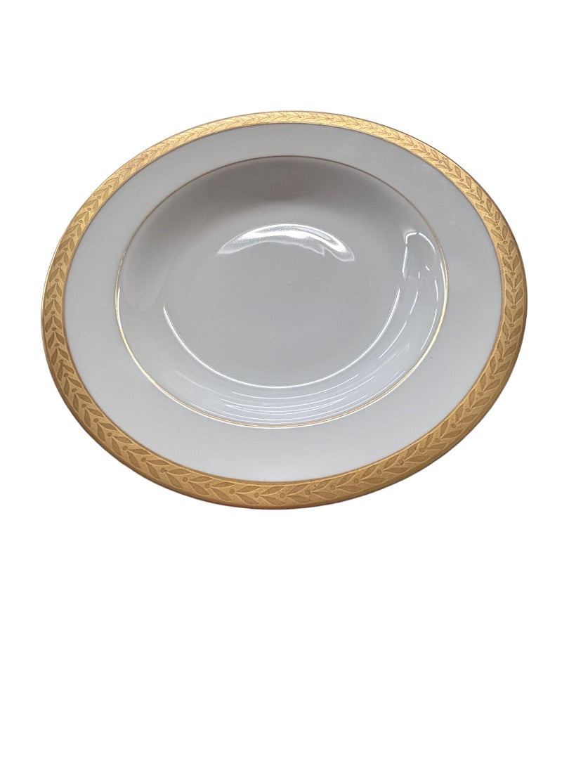 Sango Royalty Pattern White Gold Trim Rim Soup Bowl 8.5" 1970s