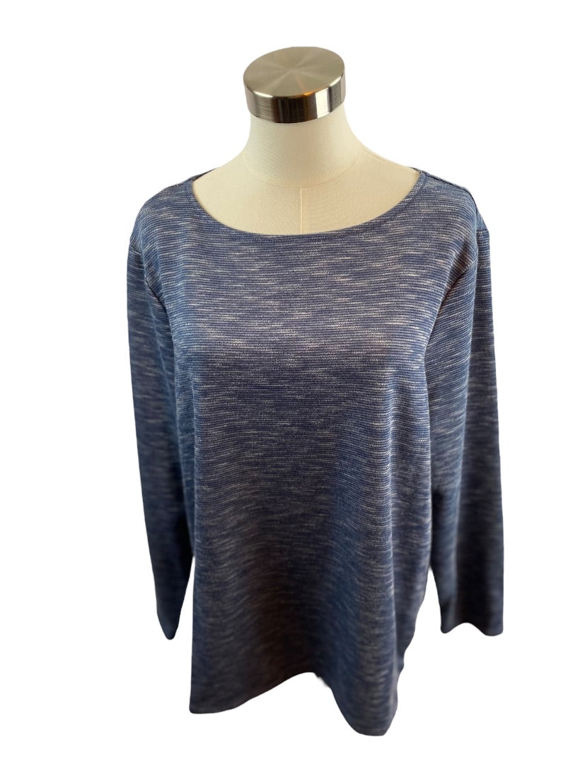 XL Weekends by Chico's Women's Blue Round Neck Casual Pullover Shirt