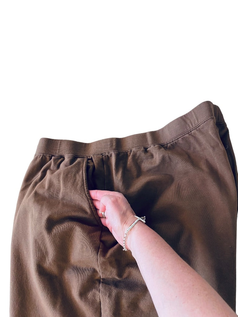 2XT Tall D&Co. Womens Brown Pull On Knit Pants Elastic Waist Pockets
