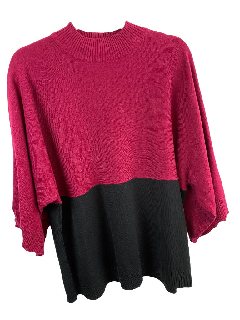 2X Larry Levine Woman Sport Pullover Color Block Sweater Dolman Sleeve