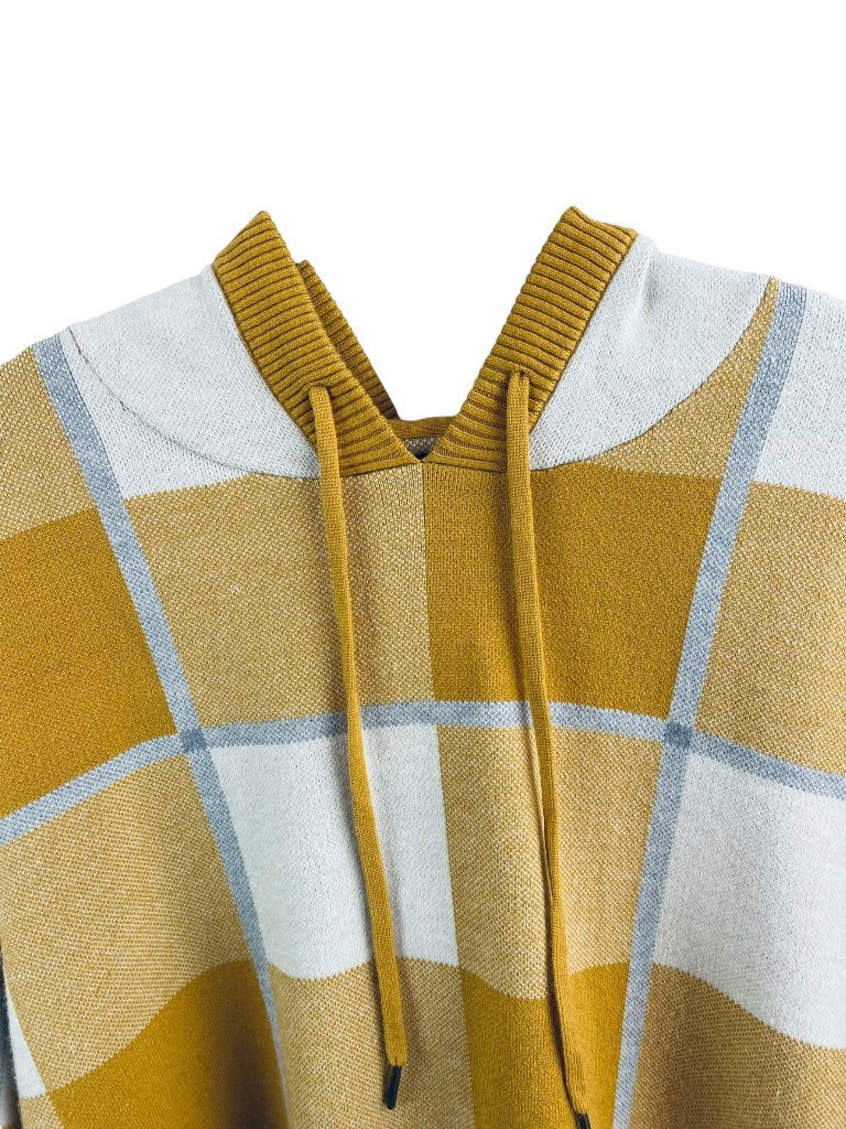 1X Rachel Roy Women's Gold Gray Plaid Soft Pullover Sweater