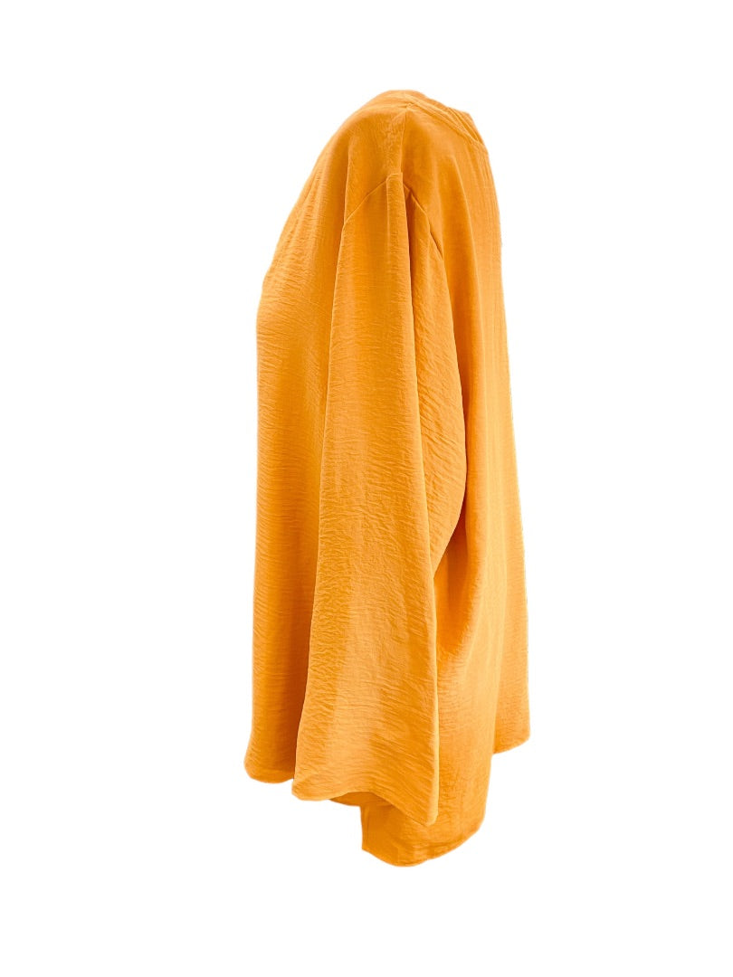 18/20 Asley Stewart Womens New Yellow Gold Crinkle V-Neck Pull Over Blouse Top