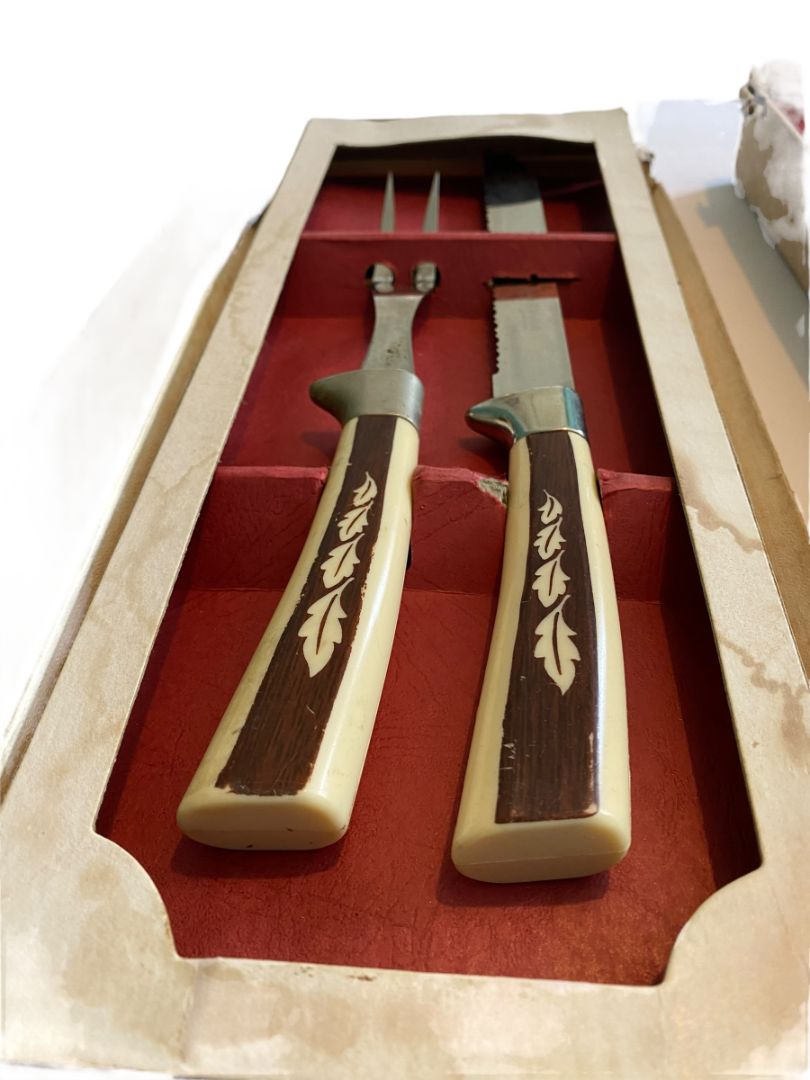 Regent Sheffield Stainless Steel England Complete Steak Knives & Serving Set Vintage