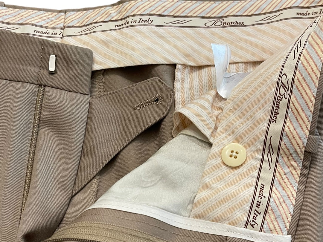 Size 40R JB Britches Nordsrom Mens Cuffed Pleated Winston Dress Pants Worsted Wool Tan Italy