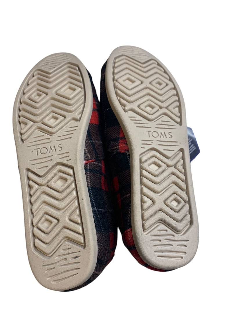 Size 7 TOMS Alpargata Womens New Alpargata Shoes Red Tartan Feld Faux Fur
