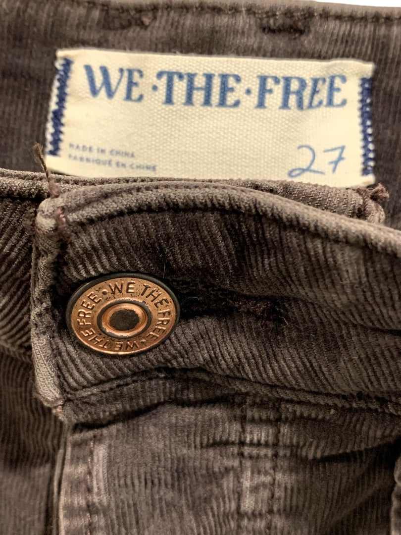 Size 27 We The Free People Womens Brown Corduroy Cuffed Shorts Buttonfly