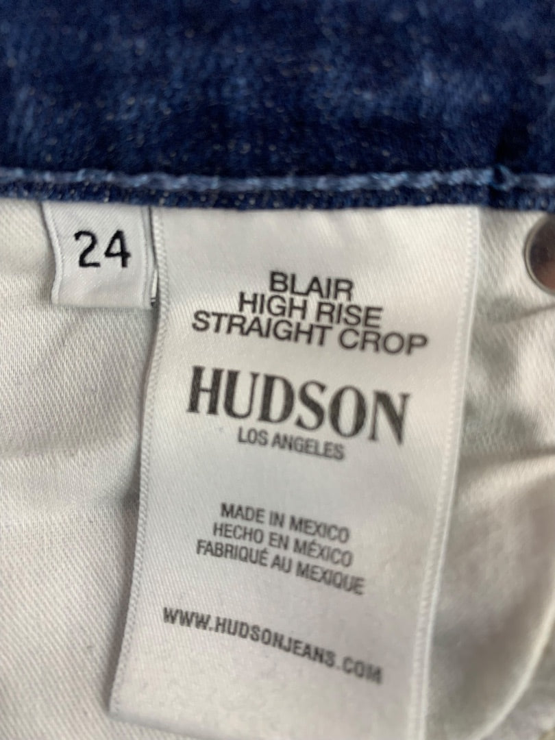 Size 24 Hudson Blair High Rise Straight Crop Jeans Stretch Denim