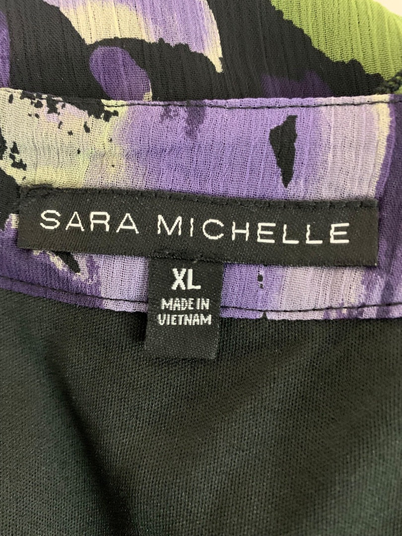 XL Sara Michelle Pullover Womens Flowy Blouse Shirt Scoop Neck