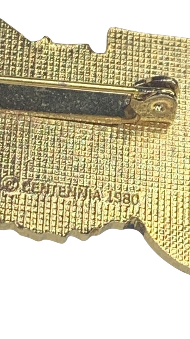 1980 "Joy" Holiday Brooch Pin Resin Multicolor 1.5 Inch