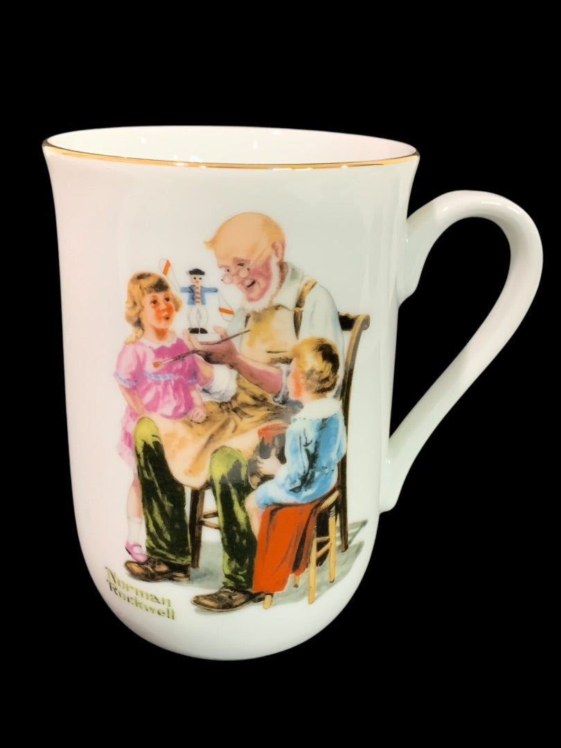 1982 Norman Rockwell Museum Collection Mug Gold Trim "The Toymaker"