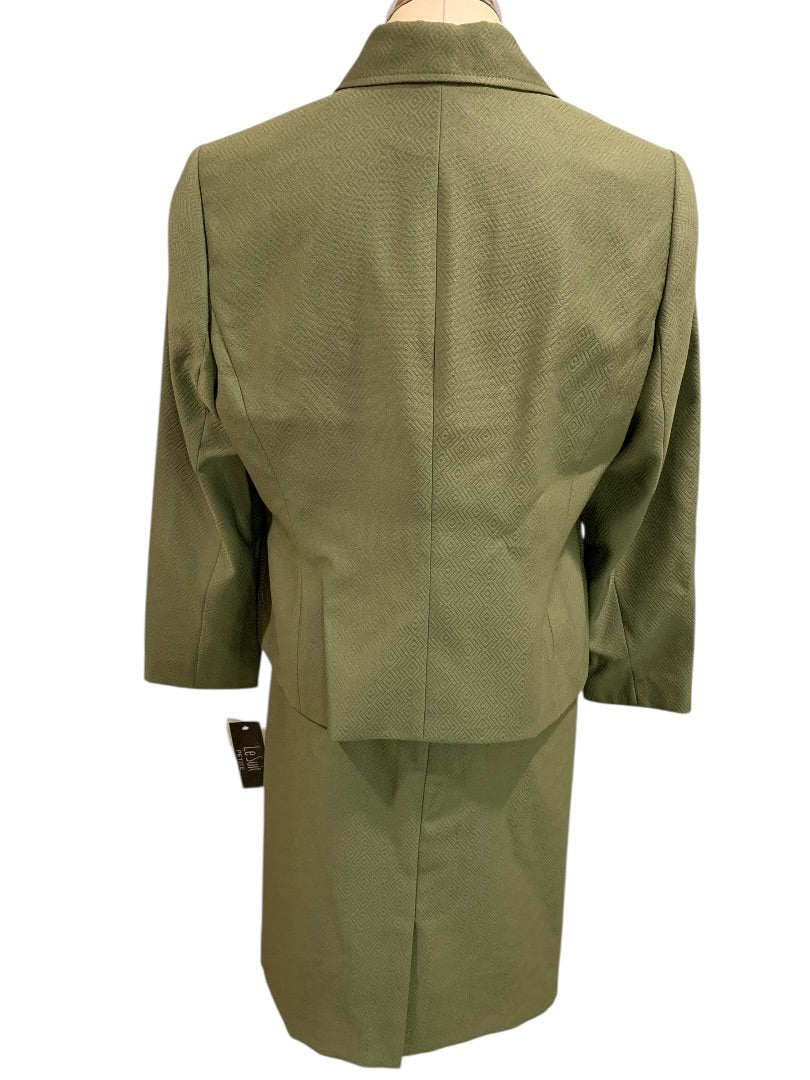 Size 14P Le Suit Petite New Womens Green Skirt Suit Jacket Blazer Olive Green
