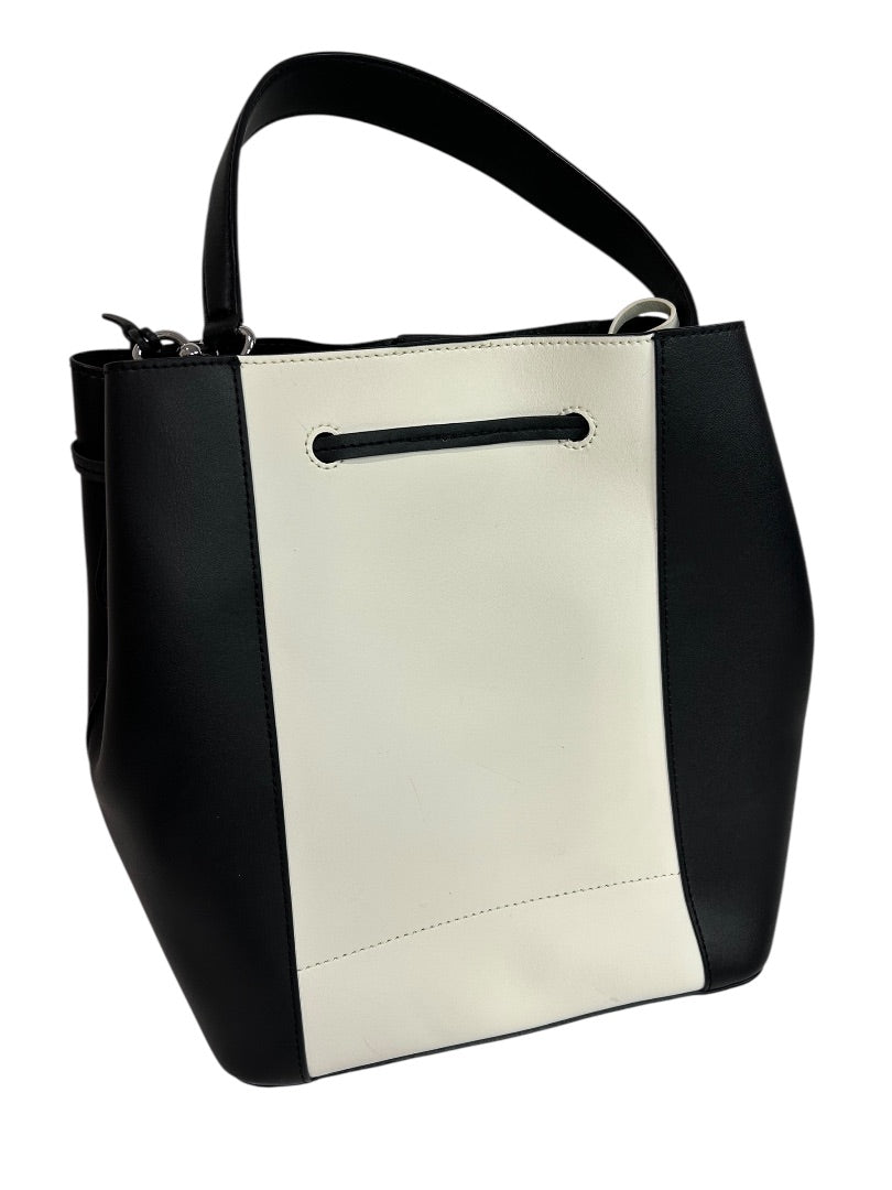 Lauren Ralph Lauren Color Block Leather Bucket Bag Black Cream