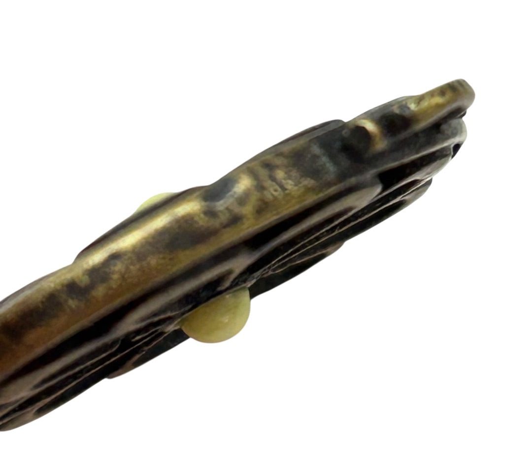 Goldtone Black Yellow Flower Pendant Open Design for Necklace 1 Inch Diameter