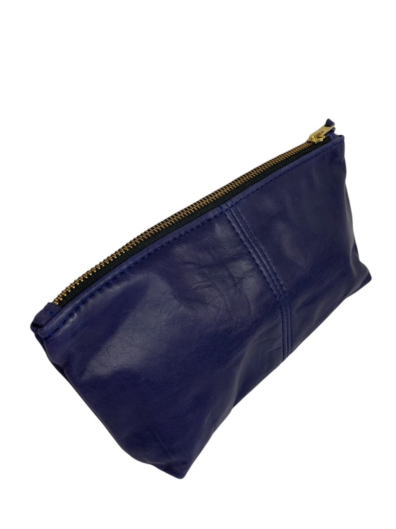 CAS Handmade Bright Navy Blue Leather Clutch Wristlet Zip Top