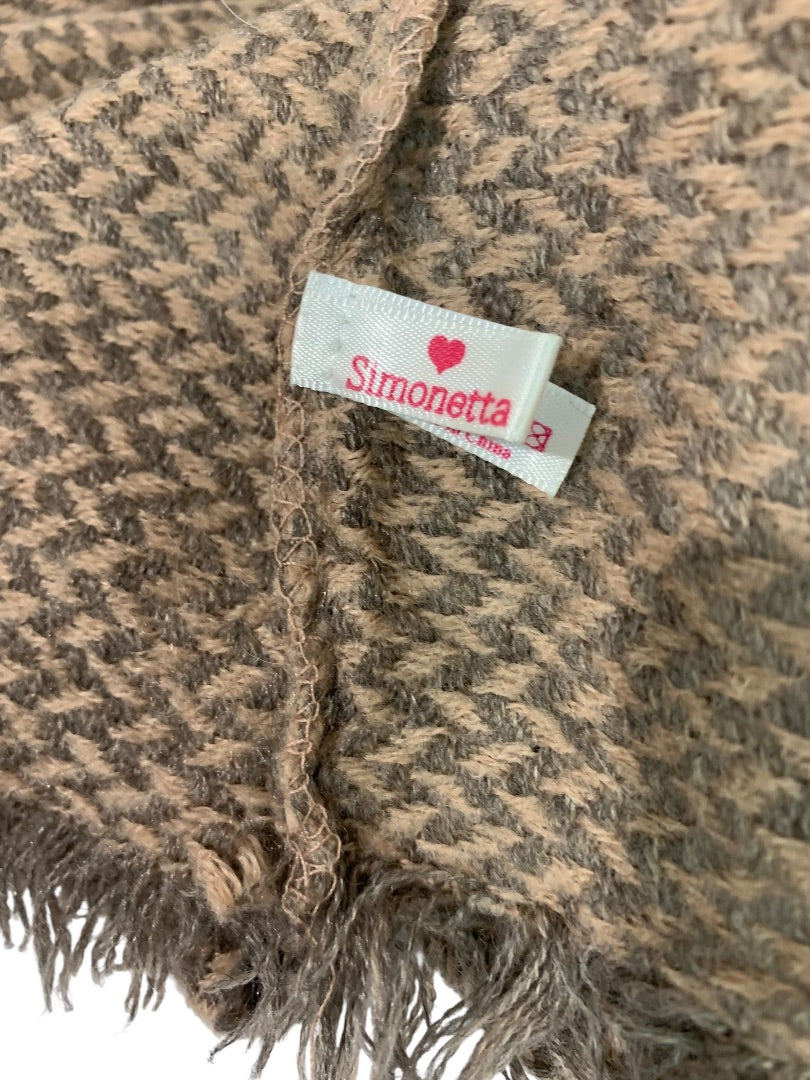 Simonetta Infinity Loop Scarf Fringed Gray Beige Winter