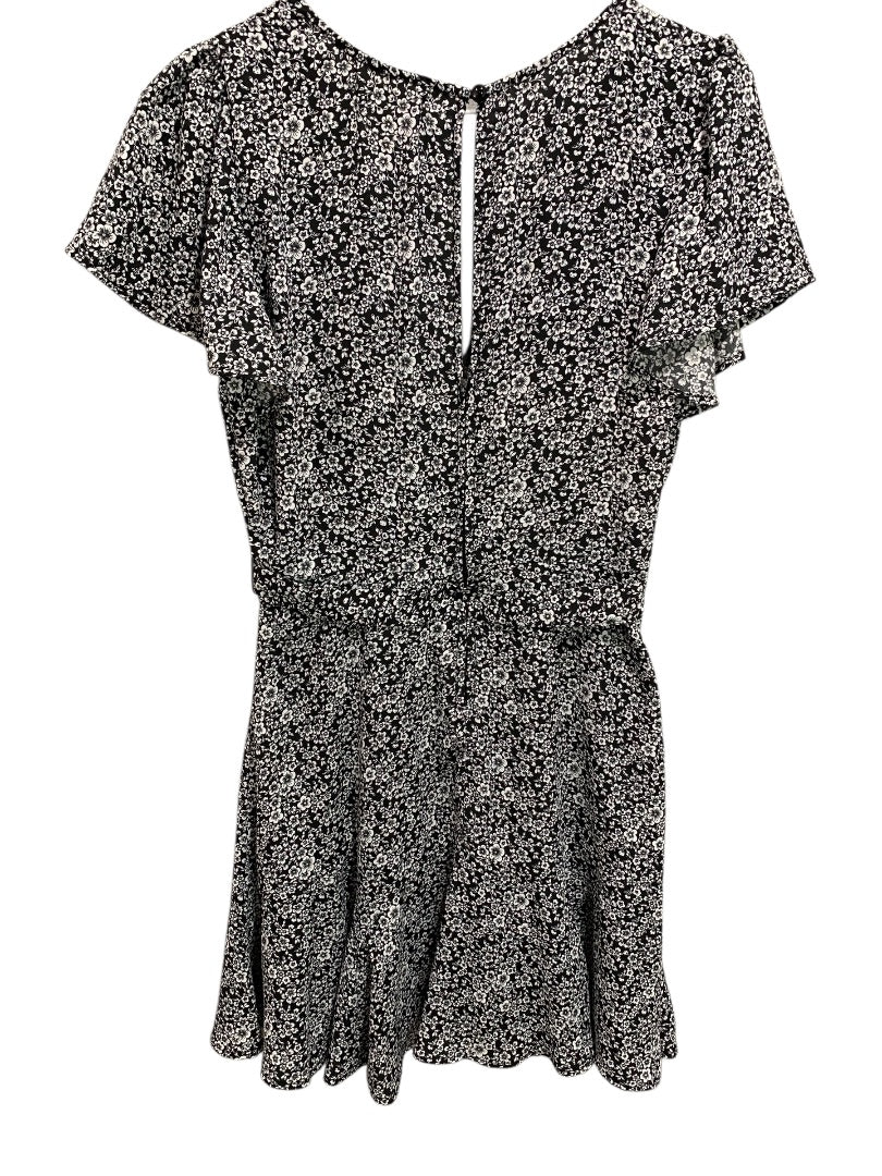 Small Altar'd State Black White Floral Dress Faux Wrap Short Sleeve
