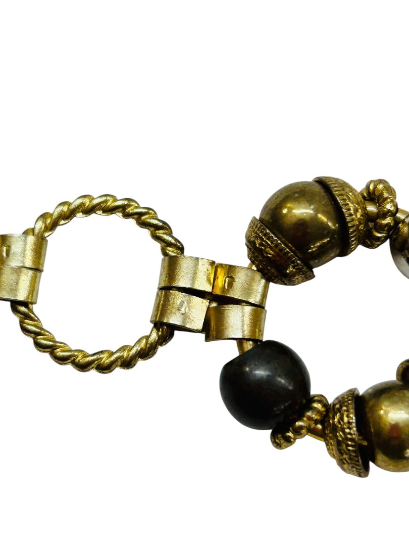 Mixed Metal Belt Beaded Goldtone Adjustable to 40" Hook