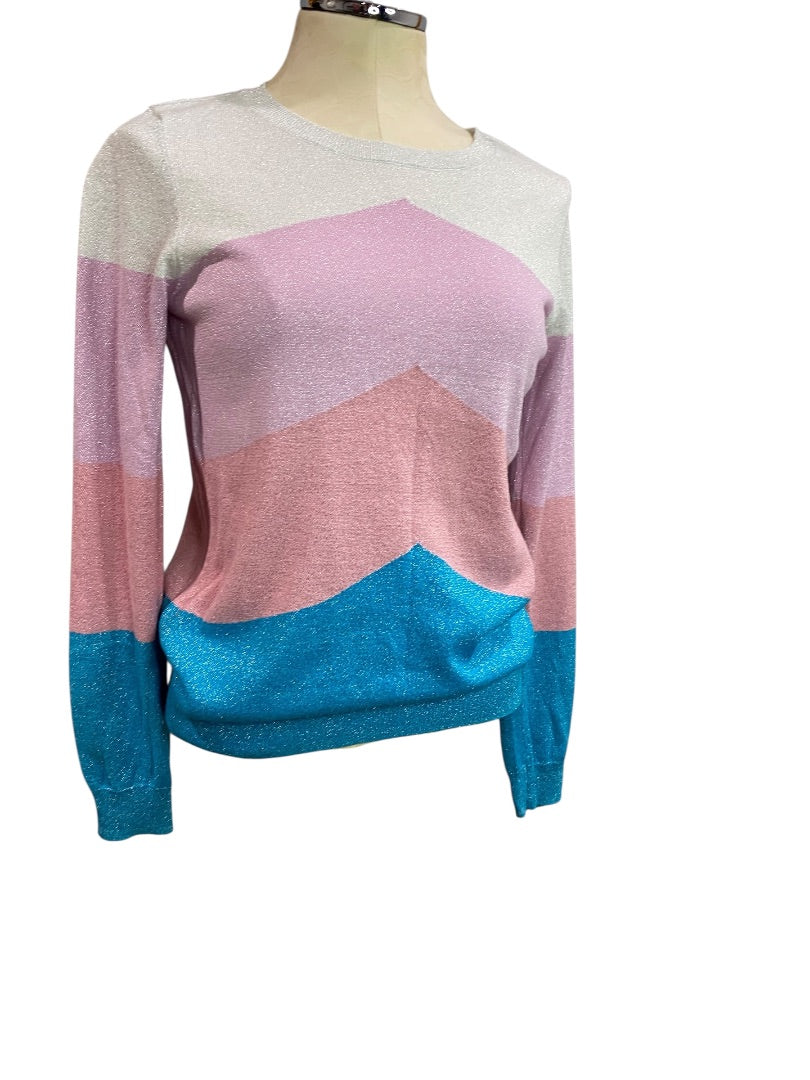 Medium INC International Concepts Womens Color Block Metallic Sweater