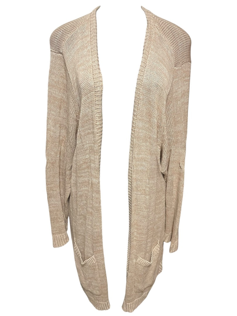 3X Torrid Open Long Sleeve Cardigan Womens Sweater Tan Marled Knit