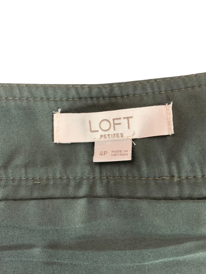 Size 4P Loft Petites Dark Gray Faux Leather Skirt Side Zip Front Pockets