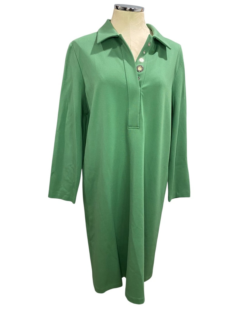 Large Lafayette 148 New Jade Ponte Knit Collared Dress Pockets