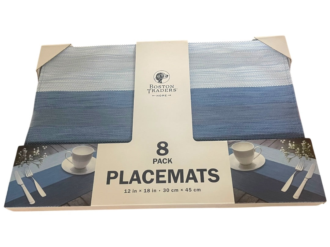 Boston Traders Home 8 Pack Placemats 12" x 18" Blue NIB
