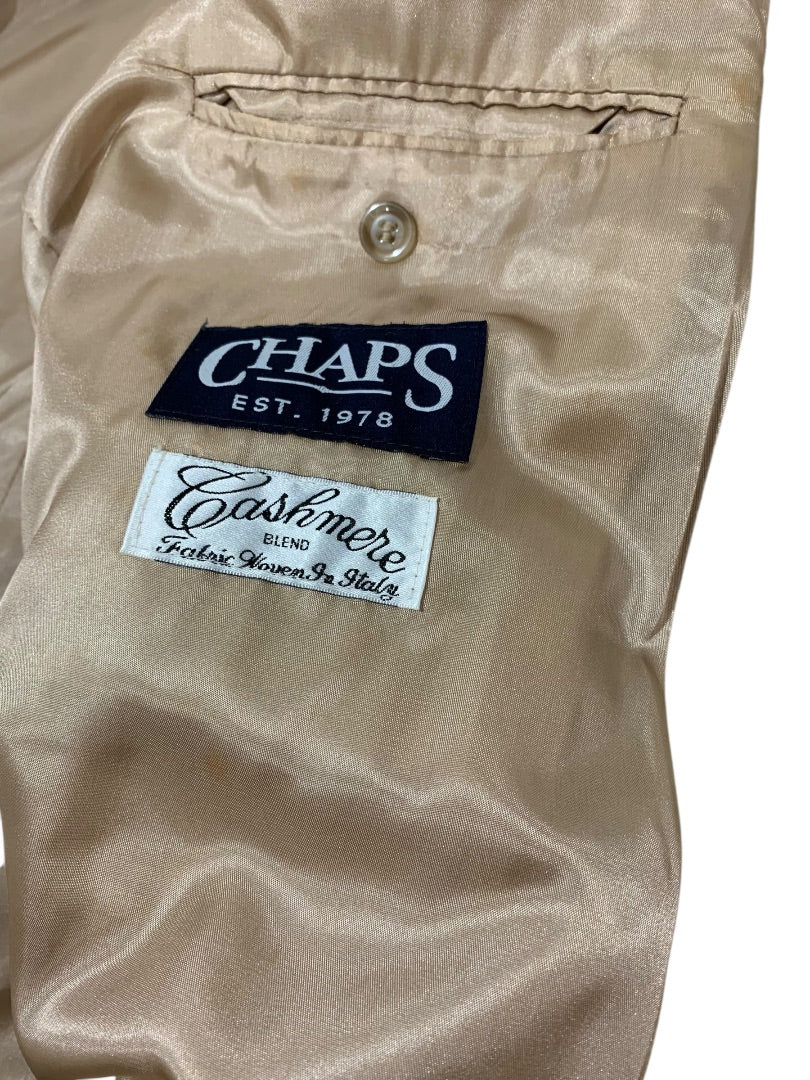 Size 48R Chaps Mens Overcoat Cashmere Blend Light Brown Tan