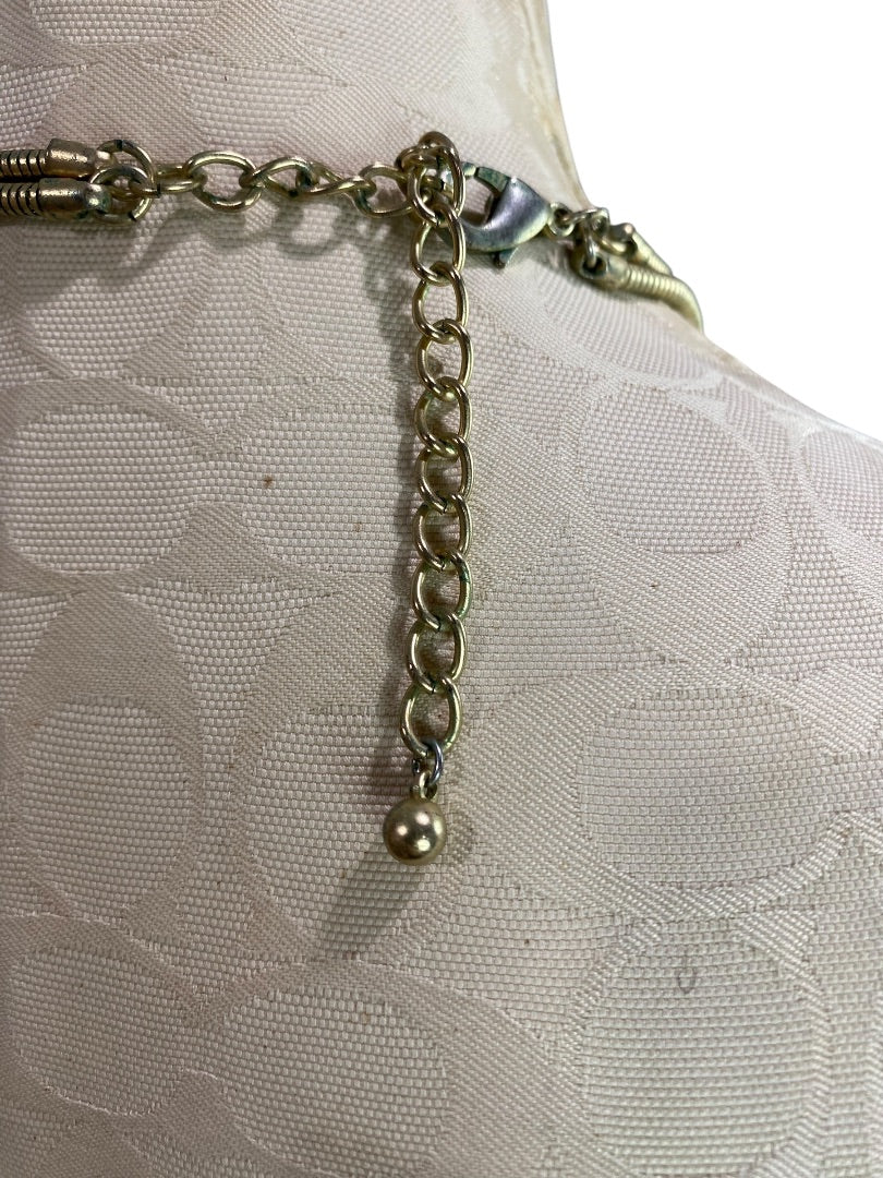 Chicos Goldtone Statement Necklace Dual Strand Snake Chain 28-30"