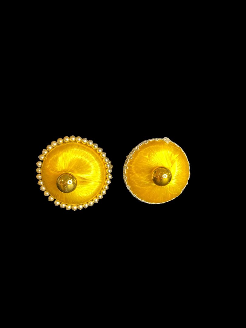 Set of 2 Vintage Christmas Ornaments Satin Spun Goldtone Bell 3"