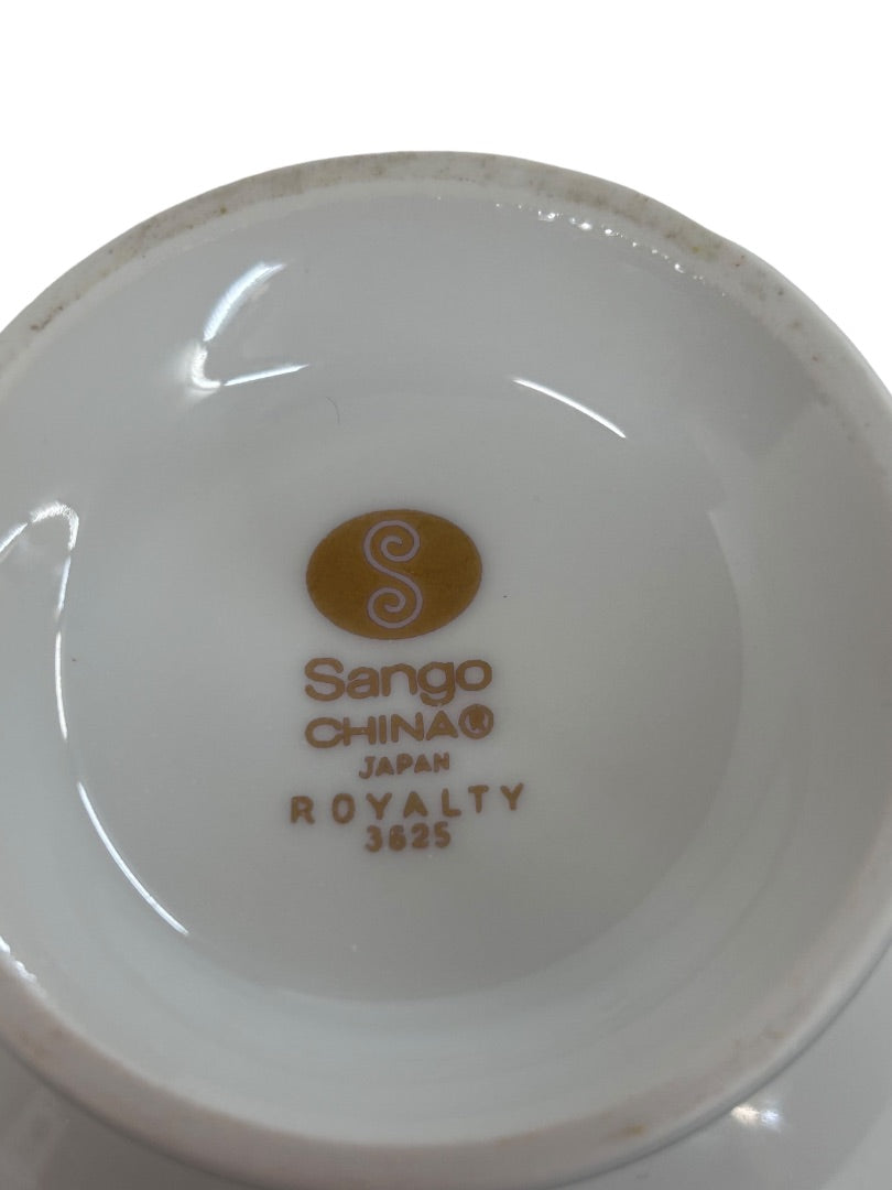 Sango Royalty Pattern White Gold Trim Sugar Bowl and Lid 1970s