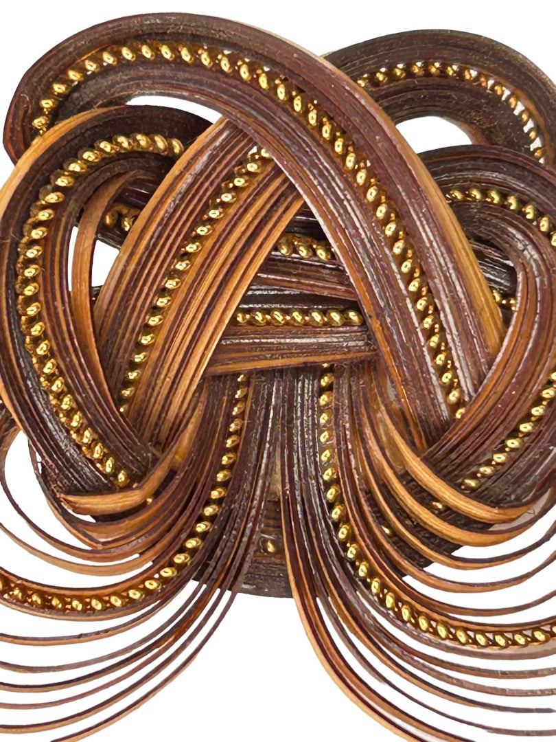 Quilled Dark Brown Brooch Pin Fold Art Dark Brown Goldtone 2"