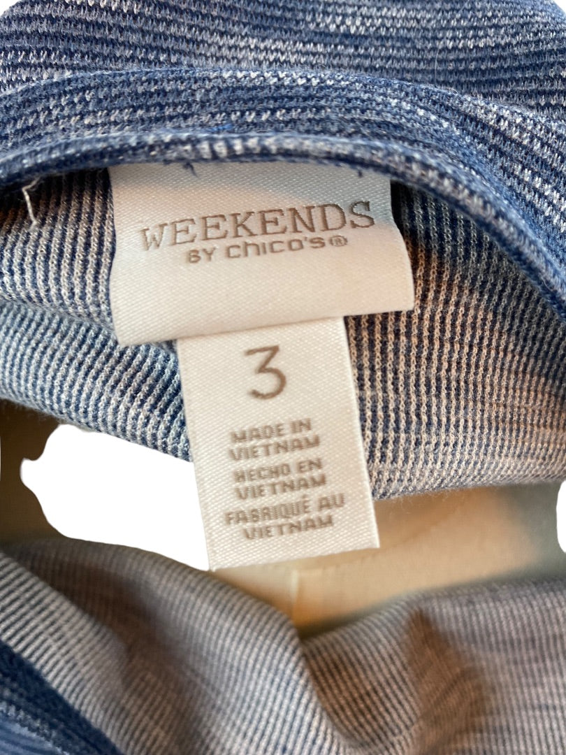 XL Weekends by Chico's Women's Blue Round Neck Casual Pullover Shirt