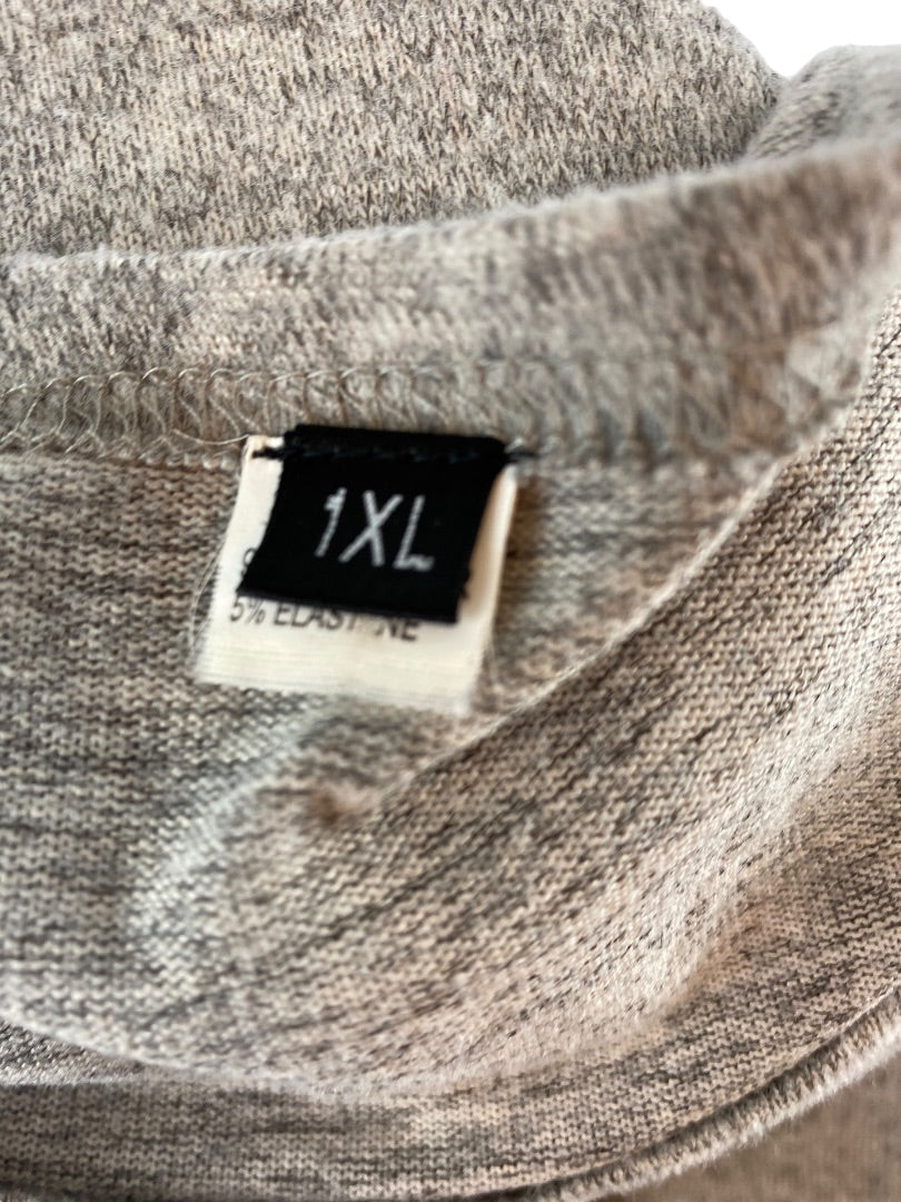 1XL Women's Pullover Tunic Sweater Heathered Gray Long Unbranded