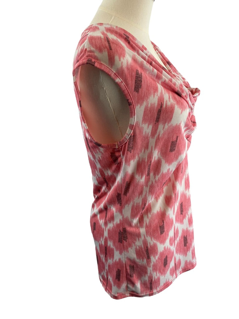 Small Michael Kors Womens Drape Neck Pink Sleeveless Pullover Stretch Blouse