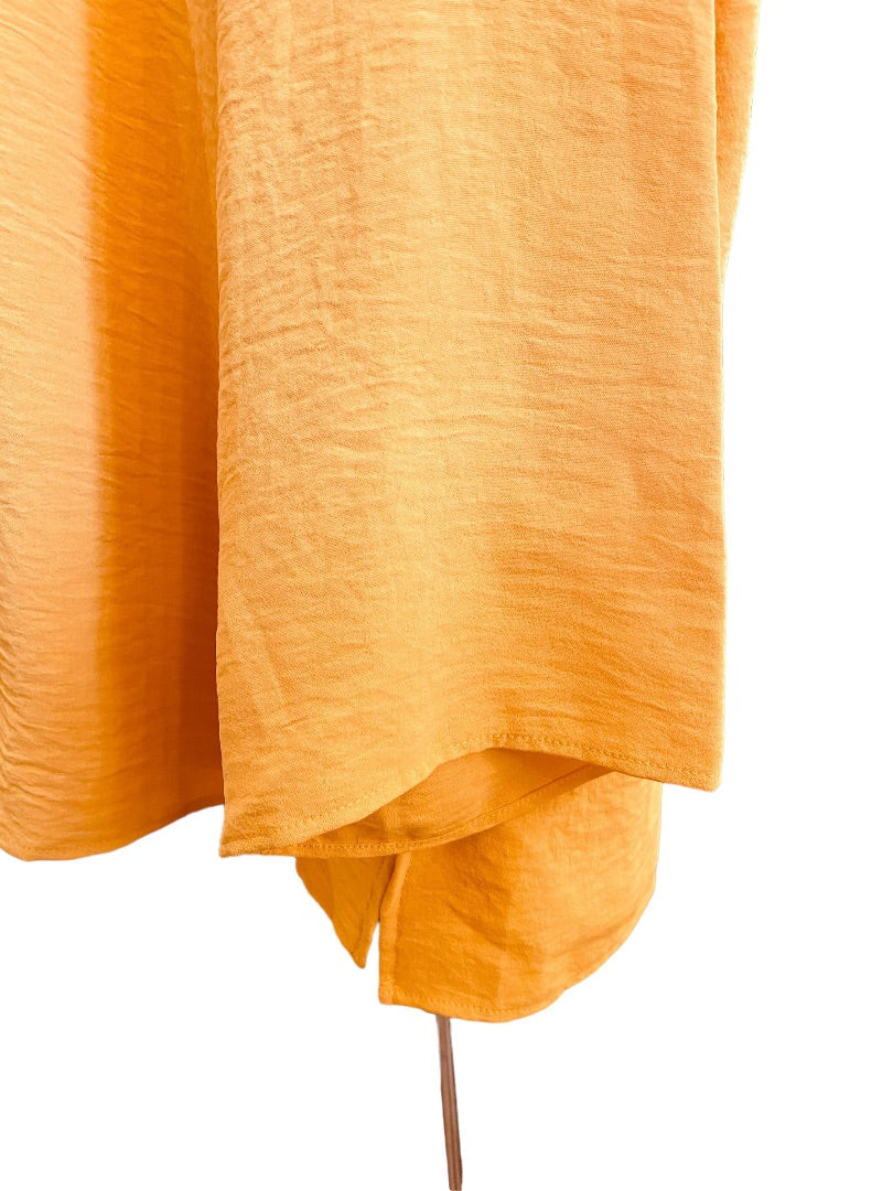 18/20 Asley Stewart Womens New Yellow Gold Crinkle V-Neck Pull Over Blouse Top