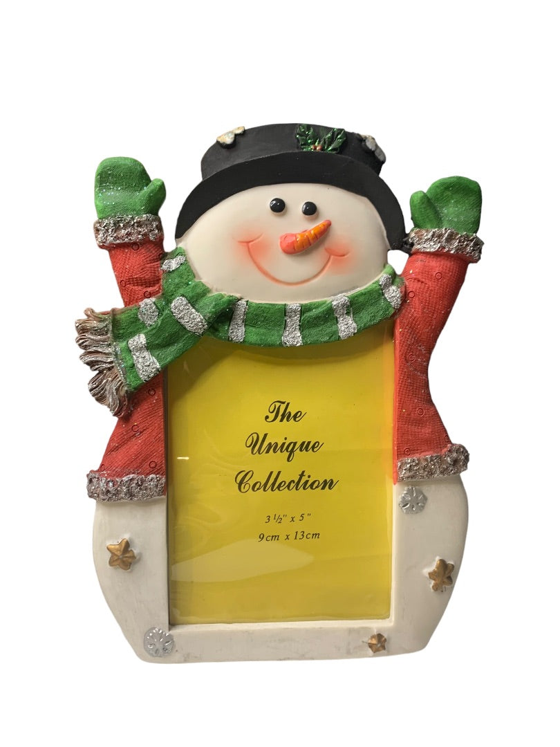 Jubilee Giftware Snowman Painted Plastic Resin Tabletop Photo Frame for 3.5x5"