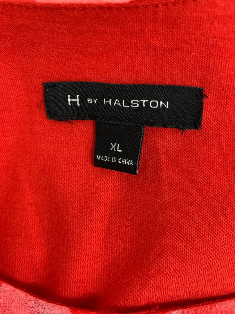 XL H by Halson Womens Red Sleeveless Pullover Lined Blouse Tunic Sleeveless Petal Front
