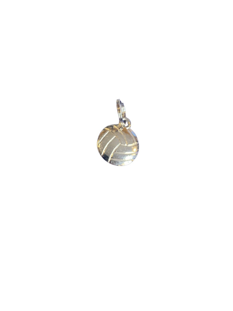 Sparkly Silvertone Volleyball Charm Pendant Jump Ring .75 Inches