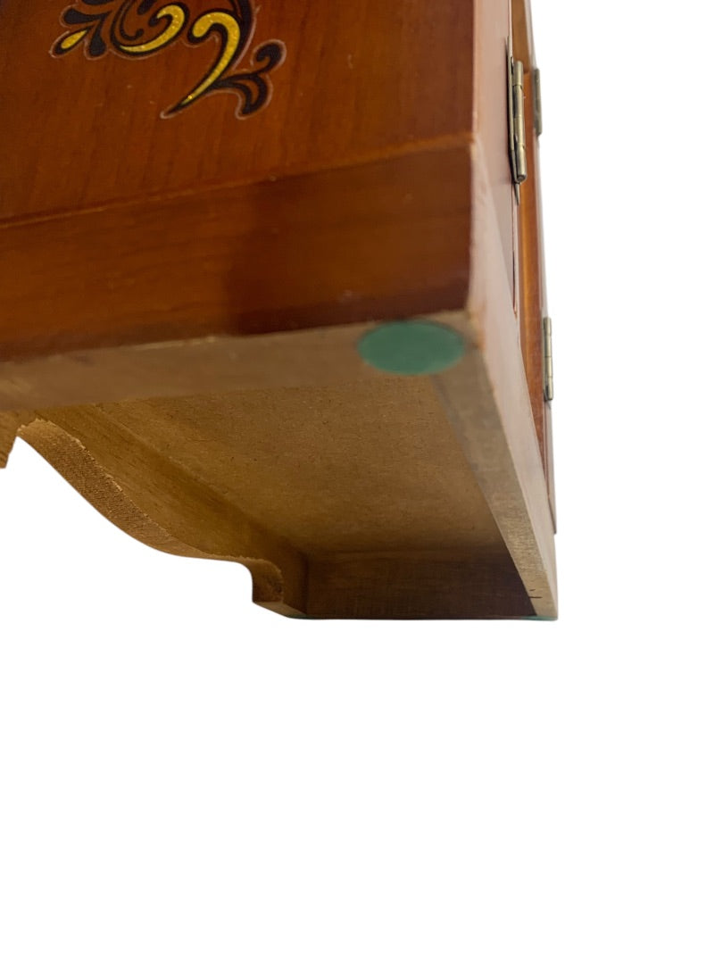 Tabletop Jewelry Armoire Brown Black Refinished 11"h x 9.5"l