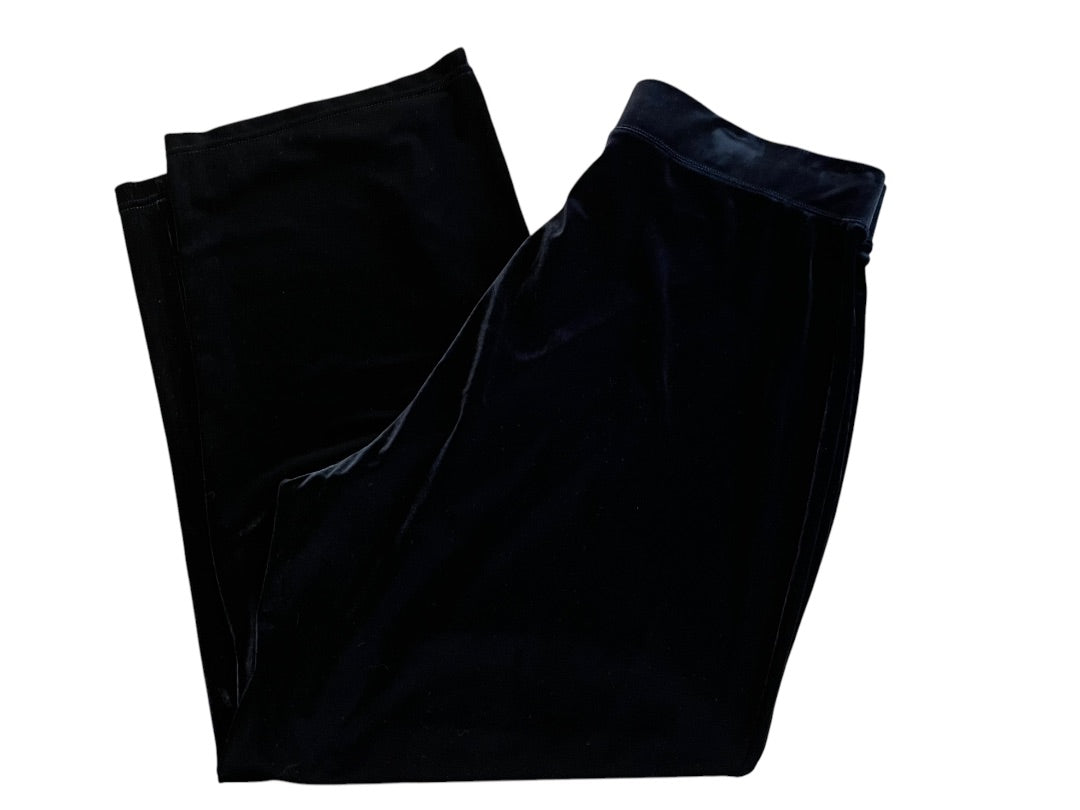 1XP Susan Graver Petite Elastic Waist Pants Black Velour Pull On
