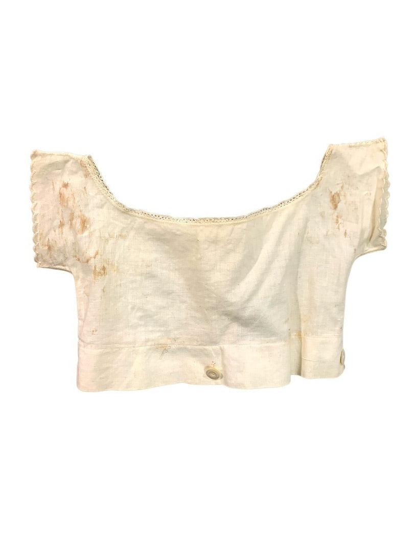 Antique Victorian Girls Undershirt Muslin Button Back 1800s