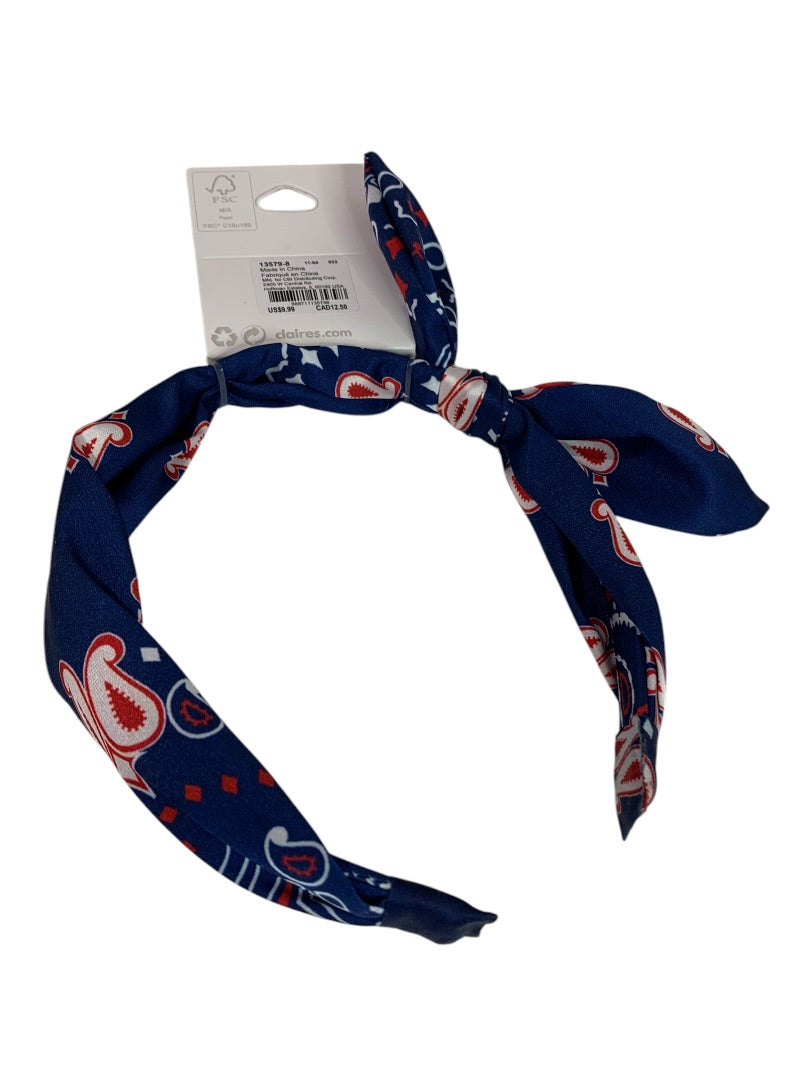 Claires New Headband Patriotic Fabric Covered Paisley Bow
