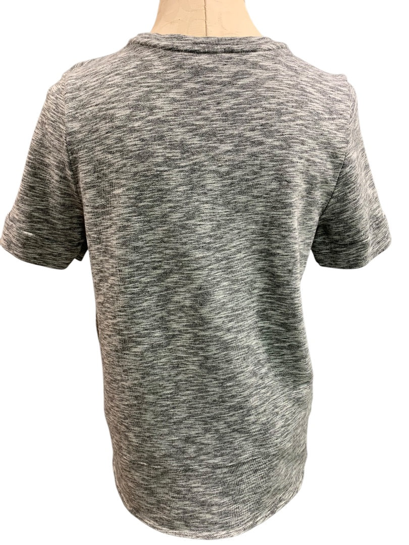 Large Petite Ann Taylor Loft Embellished Terry Short Sleeve Shirt Gray