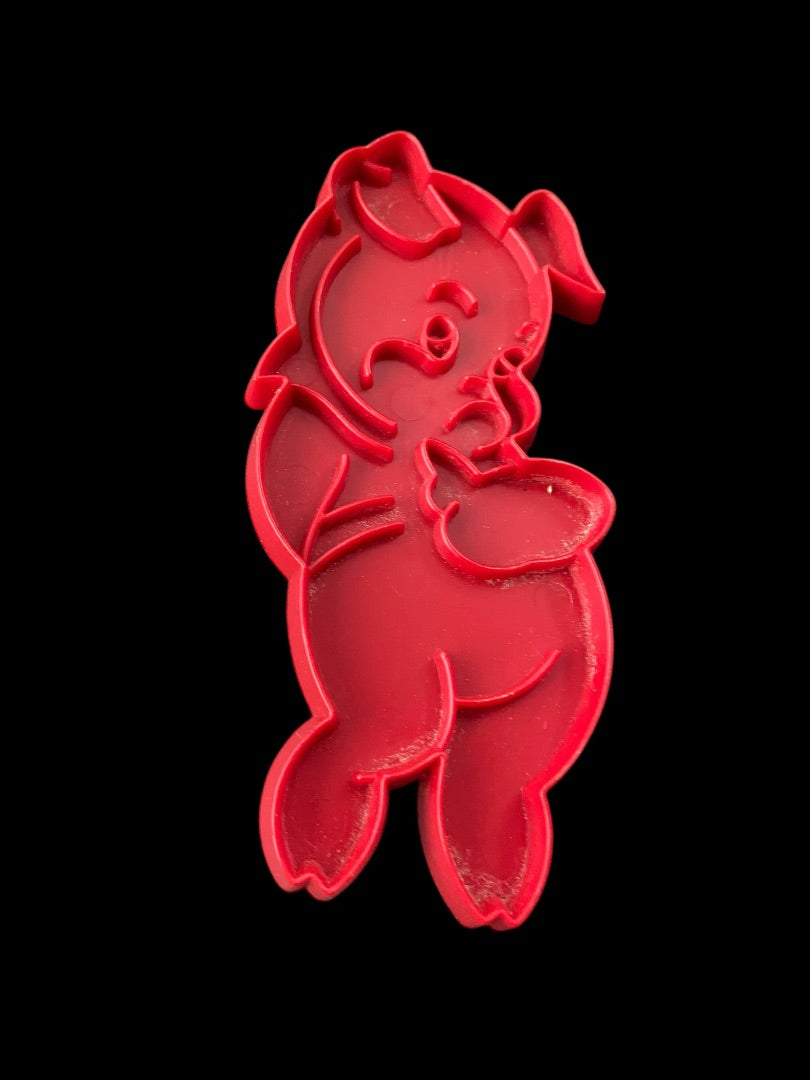 Tupperware 1970s Red Plastic Cookie Cutter USA Porky Pig Figure