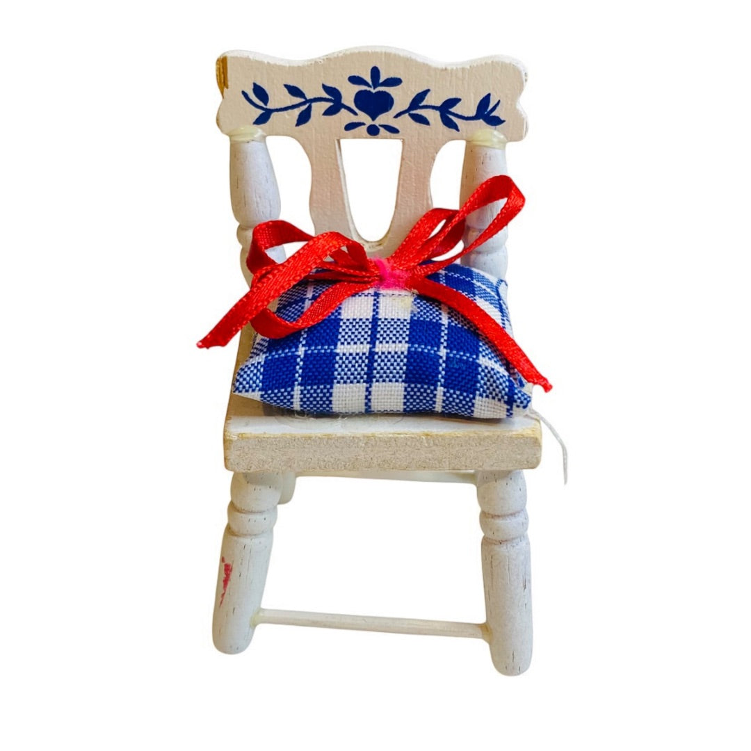 1980s Miniature Dollhouse Painted Wooden Side Chair Dining Country Kitchen