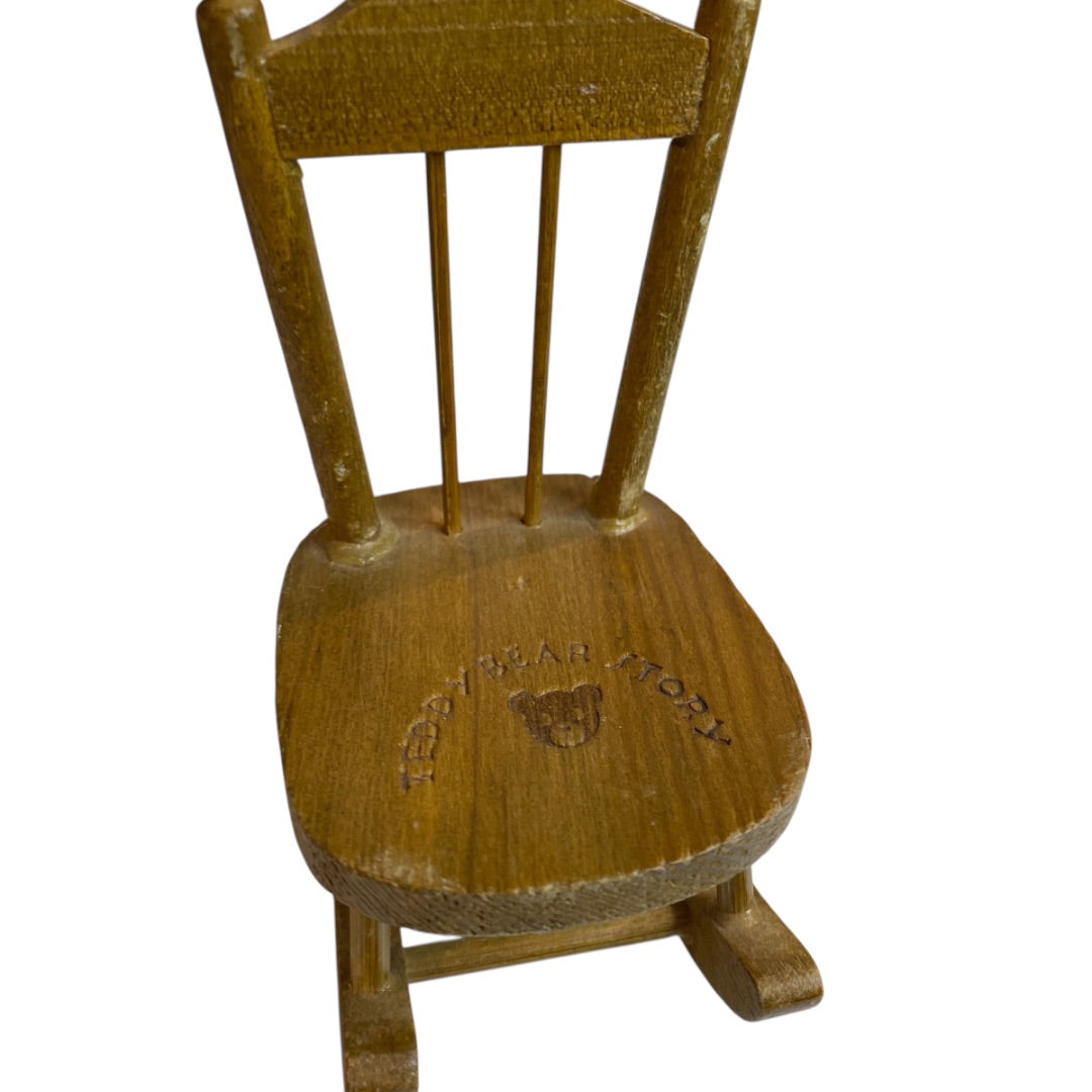 1980s Teddy Bear Story Miniature Dollhouse Rocking Chair Rocker 1:12 Scale