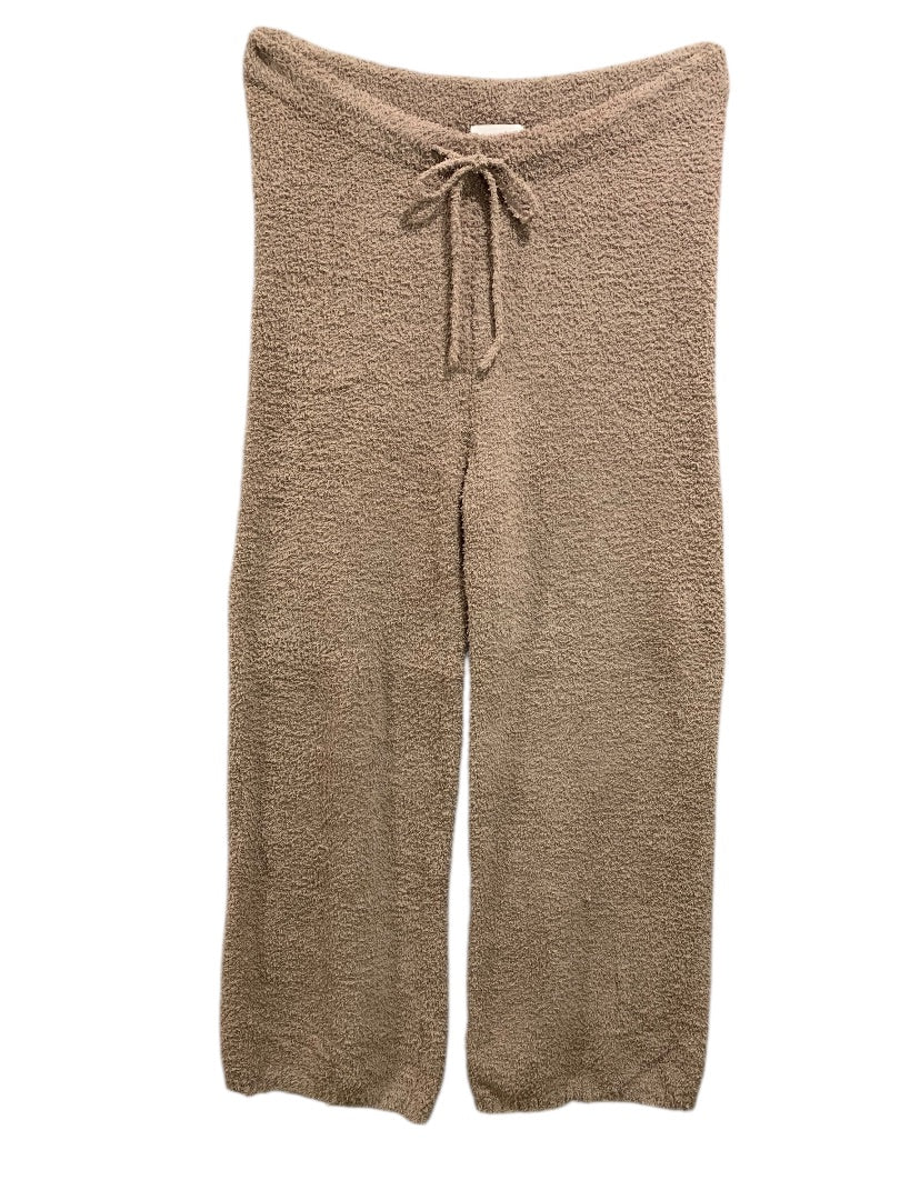 XL Pink Rose Womens Brown Teddy Fleece Pajama Set Lounge Wear