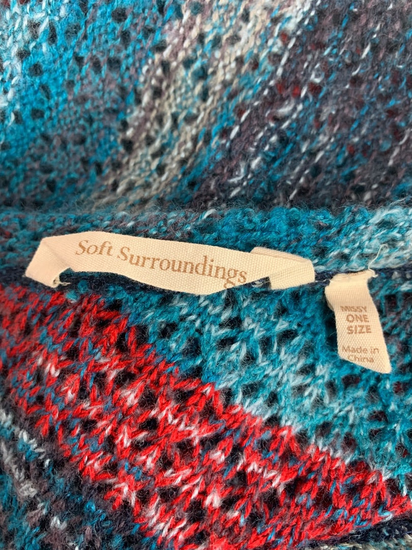 One Size Soft Surroundings Womens Loose Knit Poncho Sweater