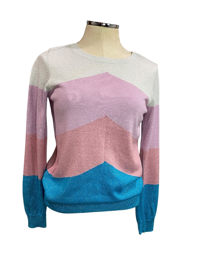 Medium INC International Concepts Womens Color Block Metallic Sweater