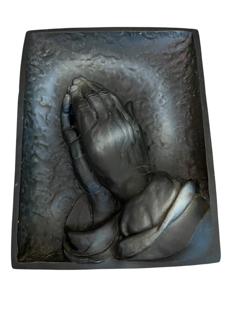 Praying Hands Dimensional Plaster Wall Hanging Plaque 10.5" x 8" x 1.5"